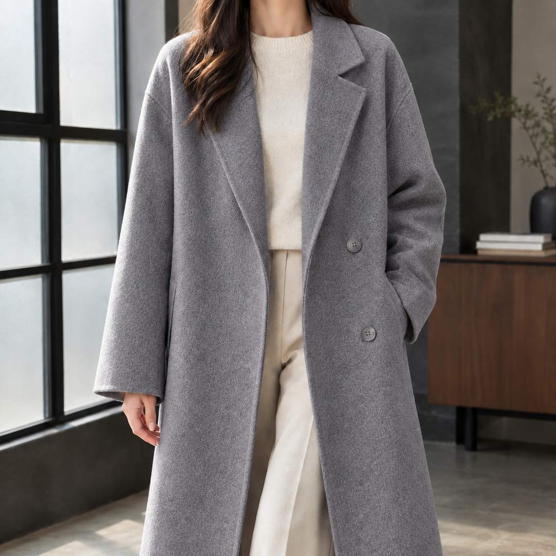 Women's Double-Breasted Wool-Blend Longline Coat Grasmere, view 4 - Elena Harper