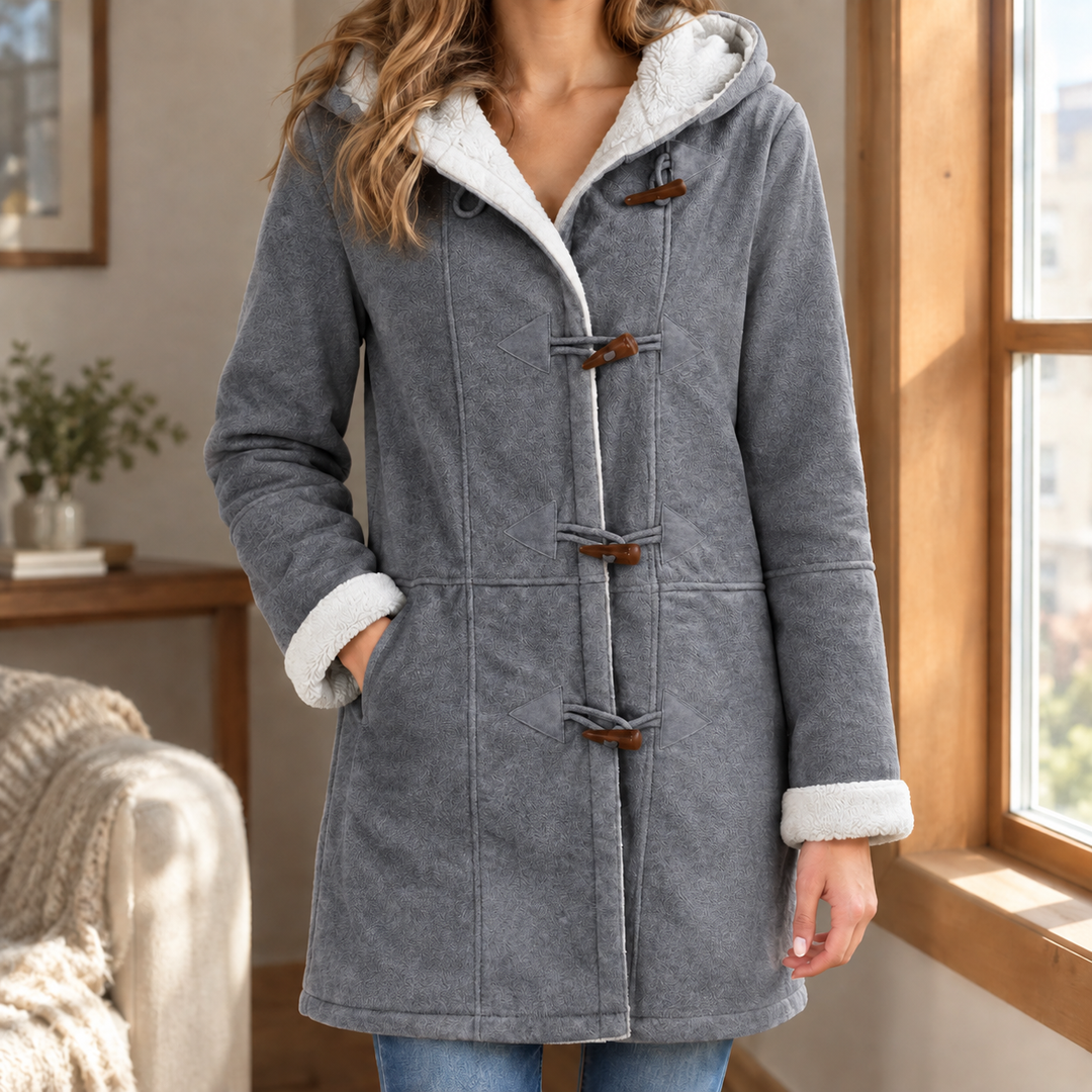 Women's Hooded Toggle-Front Duffle Coat with Plush Lining Selkirk, view 4 - Elena Harper