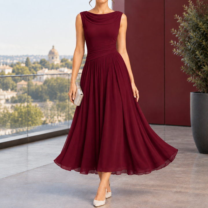 Calla-Grace Draped Midi Dress, view 4 - Elena Harper