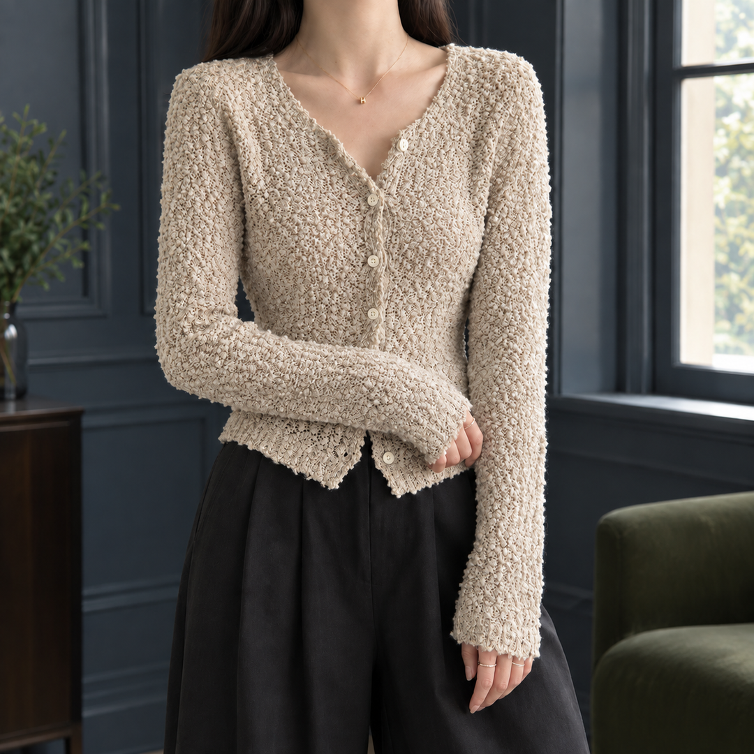 Faith Textured Cardigan, view 4 - Elena Harper