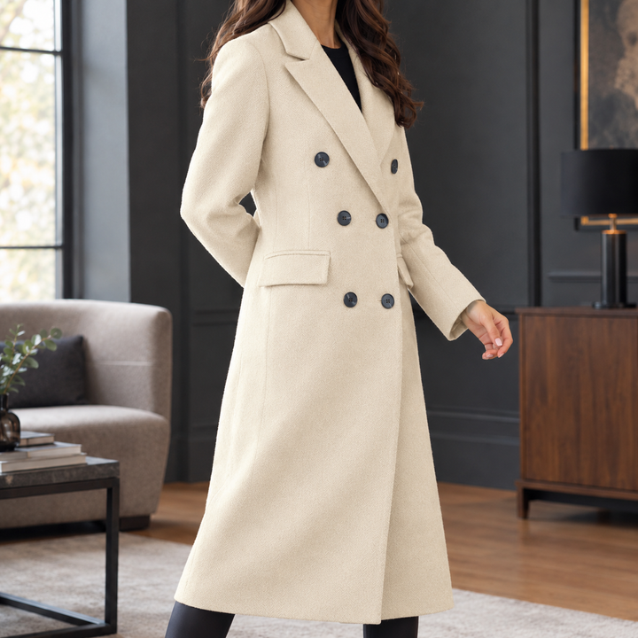 Women's Double-Breasted Soft-Touch Longline Overcoat Dunbar, view 5 - Elena Harper