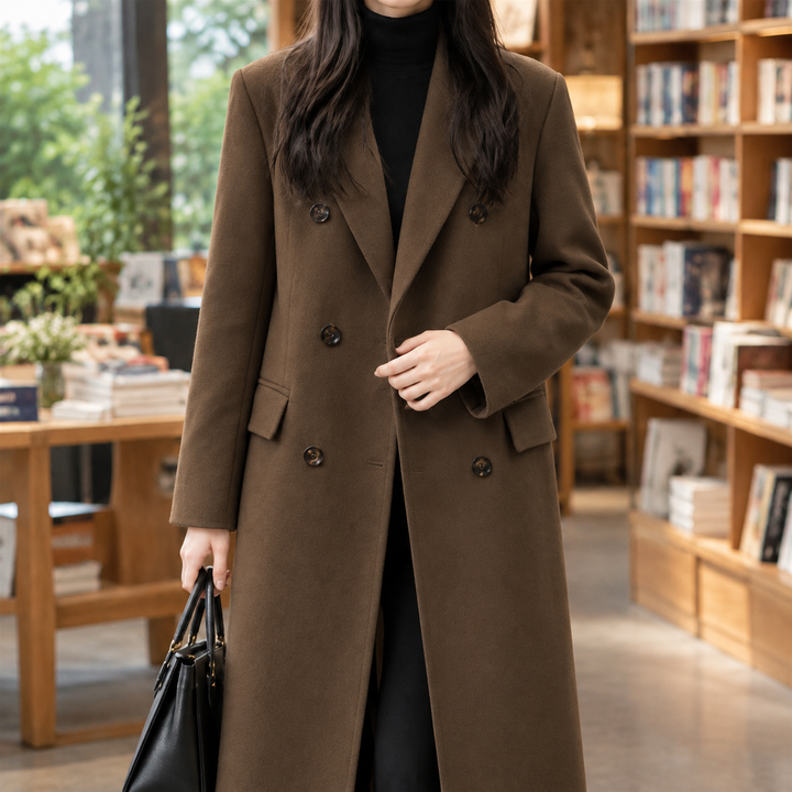 Women's Double-Breasted Longline Overcoat Wivenhoe, view 4 - Elena Harper