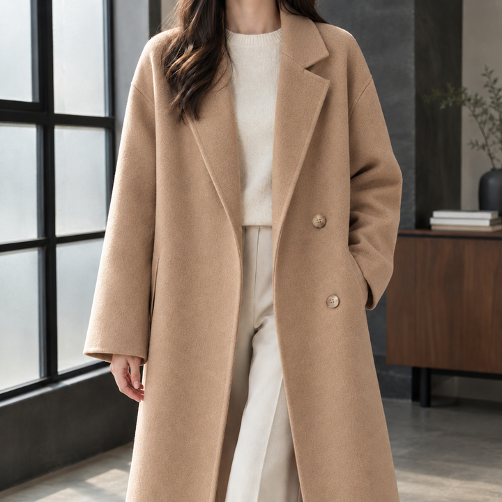 Women's Double-Breasted Wool-Blend Longline Coat Grasmere, view 5 - Elena Harper