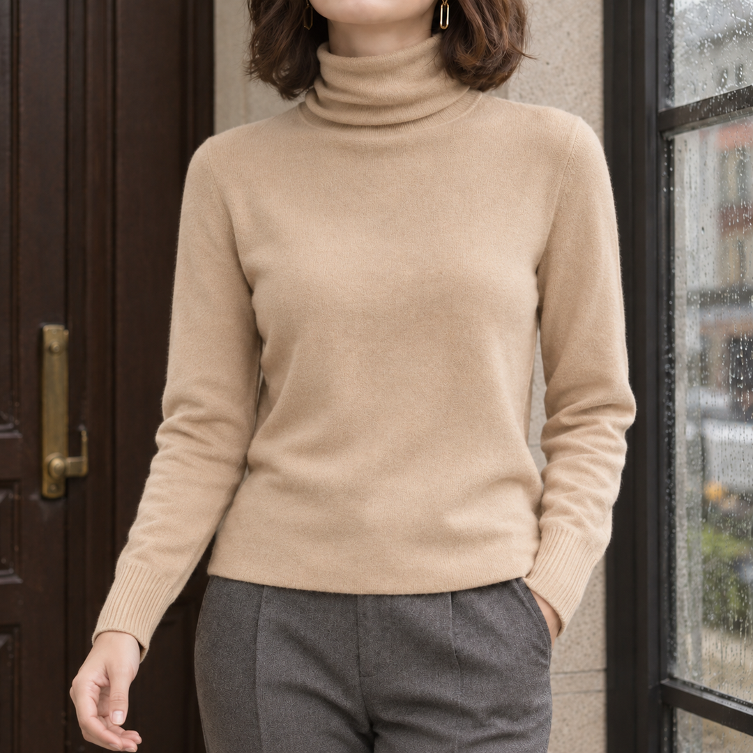 Women's Wool Blend Fold-Over Roll Neck Jumper Chrissie, view 5 - Elena Harper