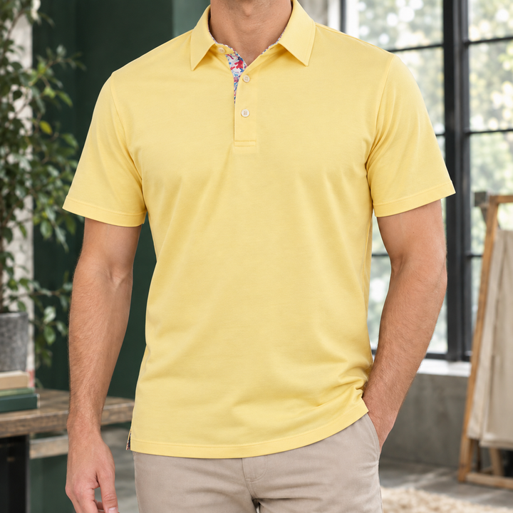 Laurent Monaco Patterned Collar Polo Shirt for Men, view 5 - Elena Harper