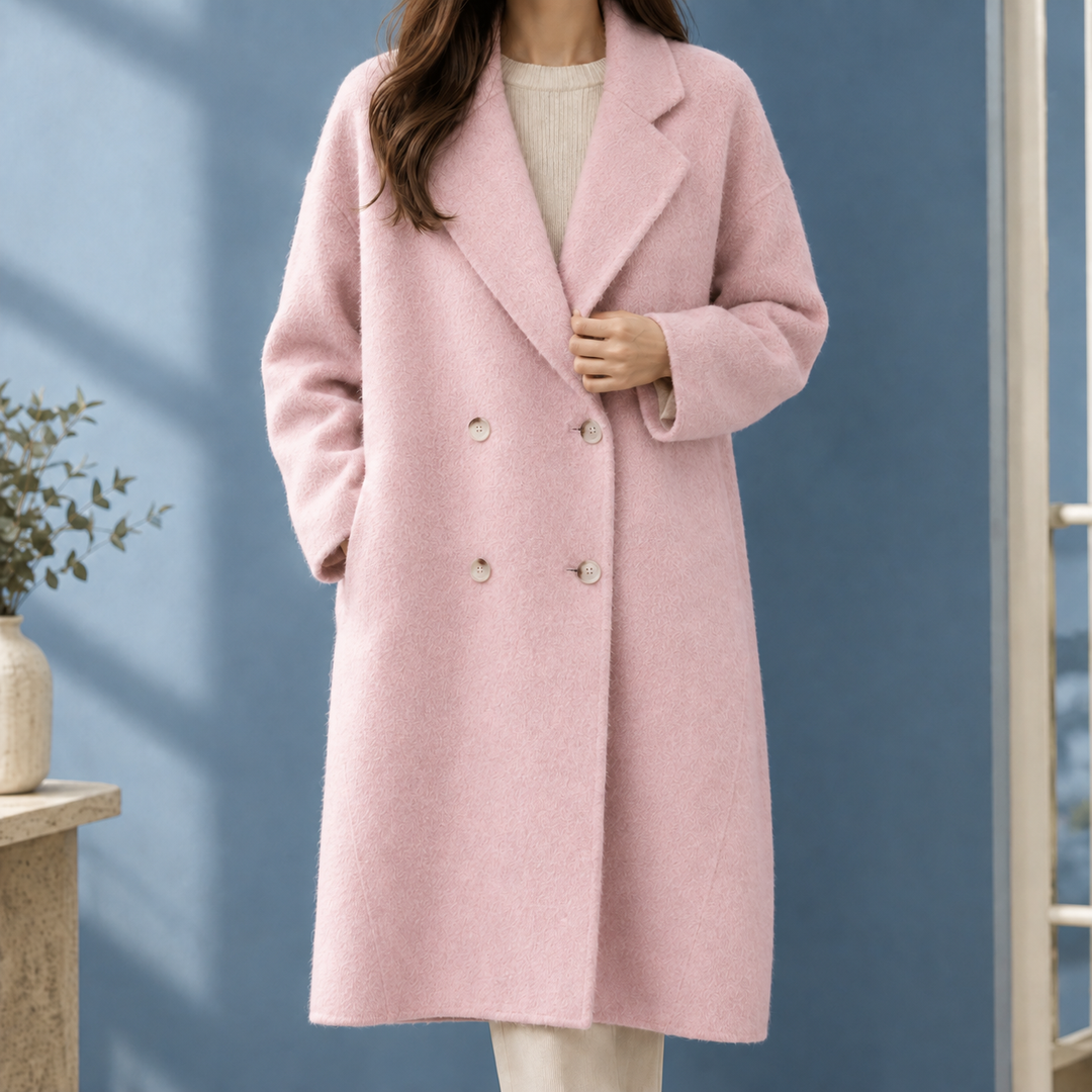 Women's Double-Breasted Wool Cocoon Coat Alresford, view 5 - Elena Harper