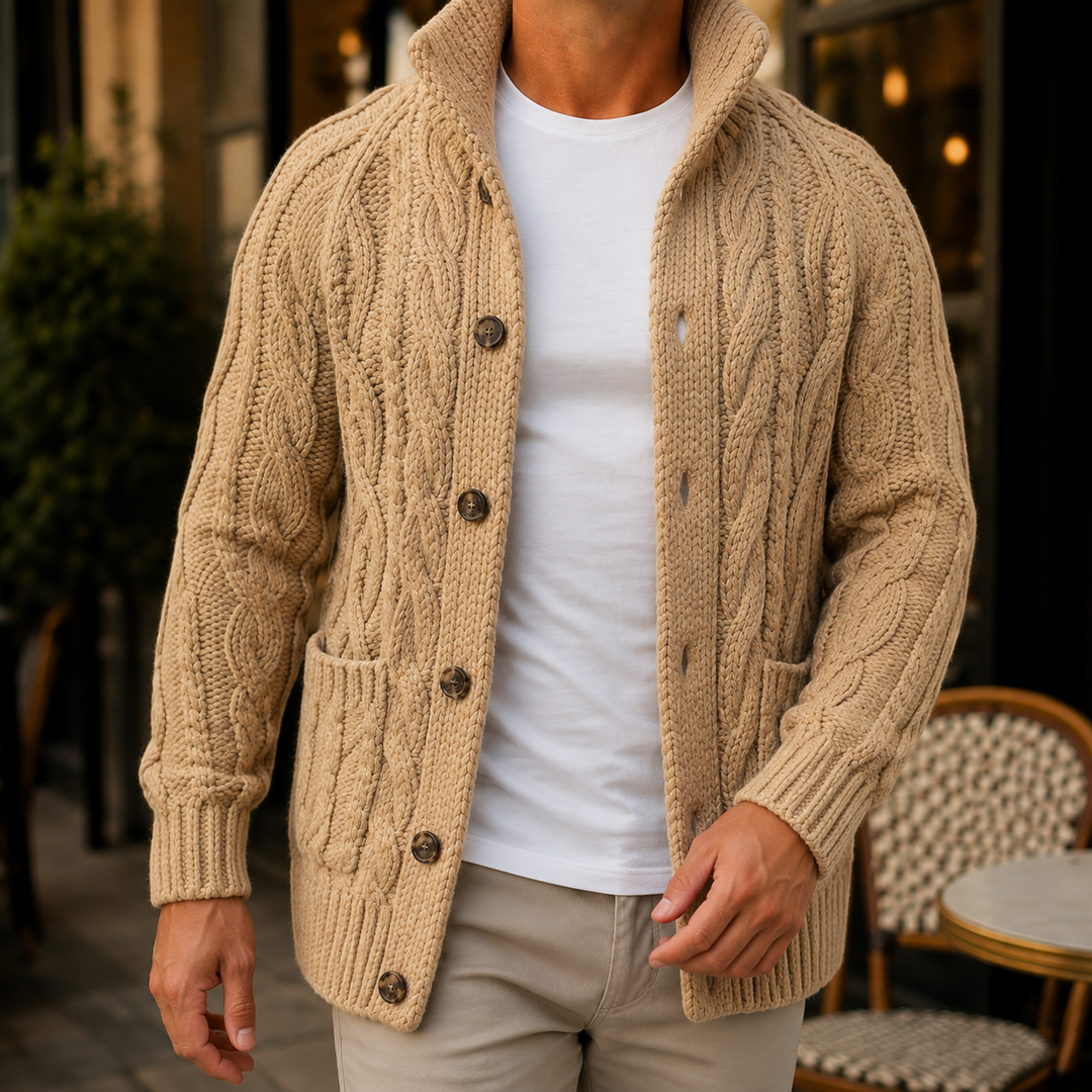 Caius Cable Knit Sweater, view 6 - Elena Harper