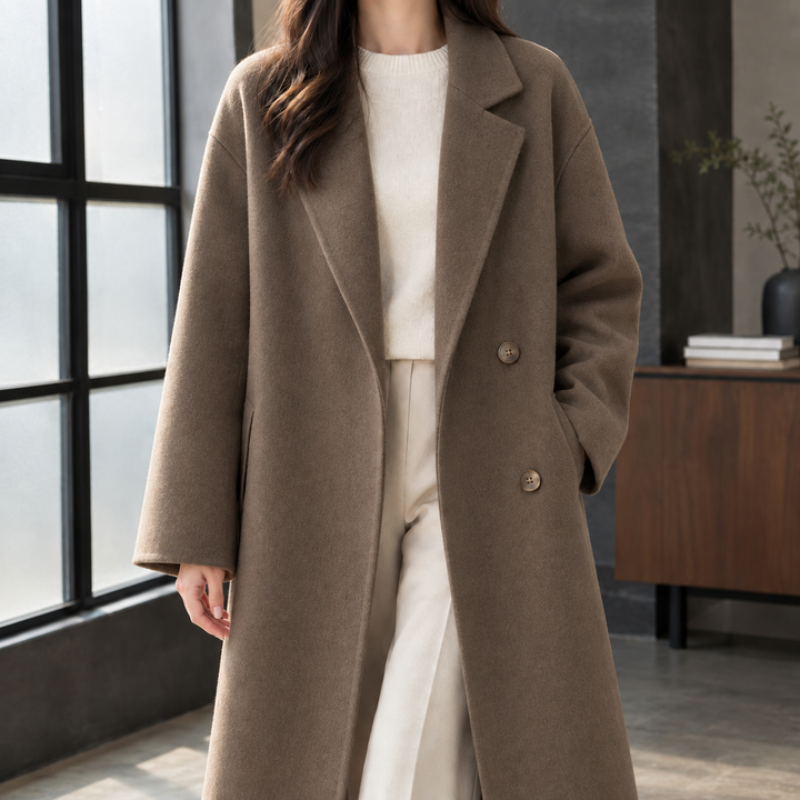 Women's Double-Breasted Wool-Blend Longline Coat Grasmere, view 6 - Elena Harper