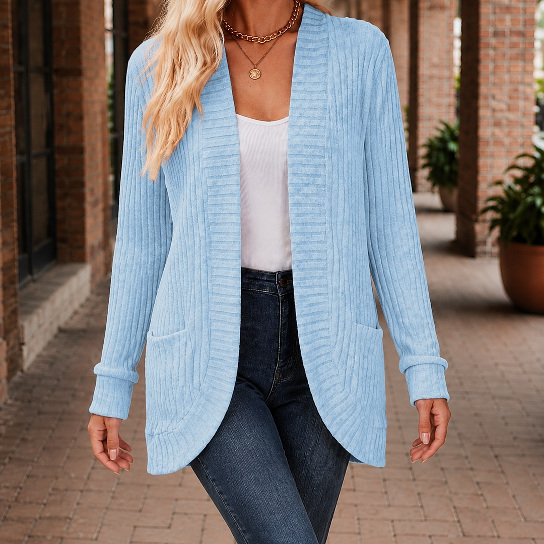 Grace-Kate Ribbed Cardigan, view 6 - Elena Harper