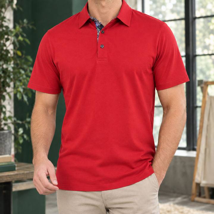 Laurent Monaco Patterned Collar Polo Shirt for Men, view 7 - Elena Harper