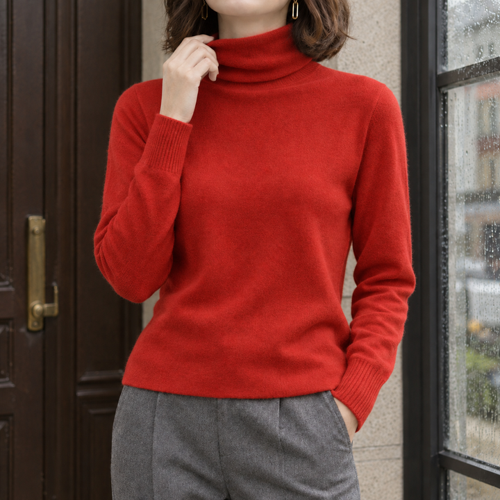 Women's Wool Blend Fold-Over Roll Neck Jumper Chrissie, view 7 - Elena Harper
