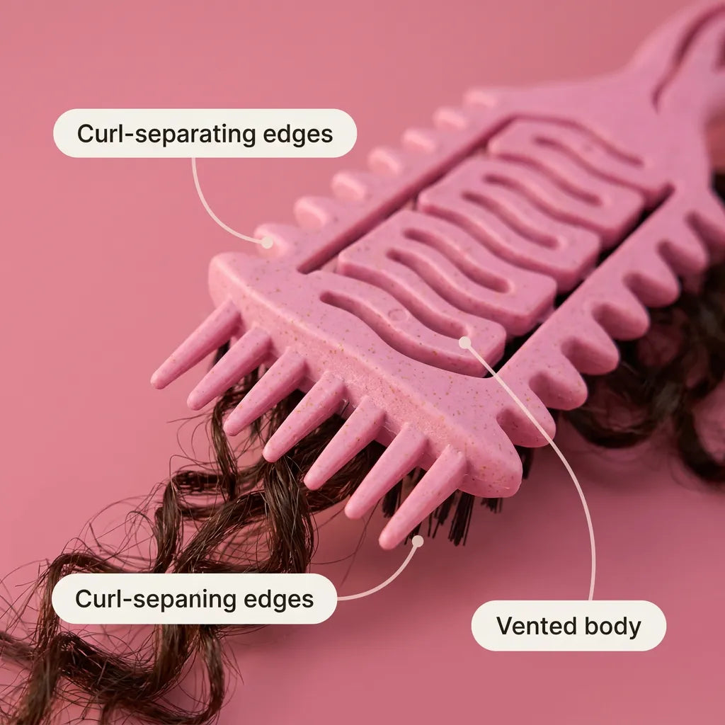 Curliza Ventilated Curly Hair Brush with Boar Bristles for Defined Ringlets - Elena Harper