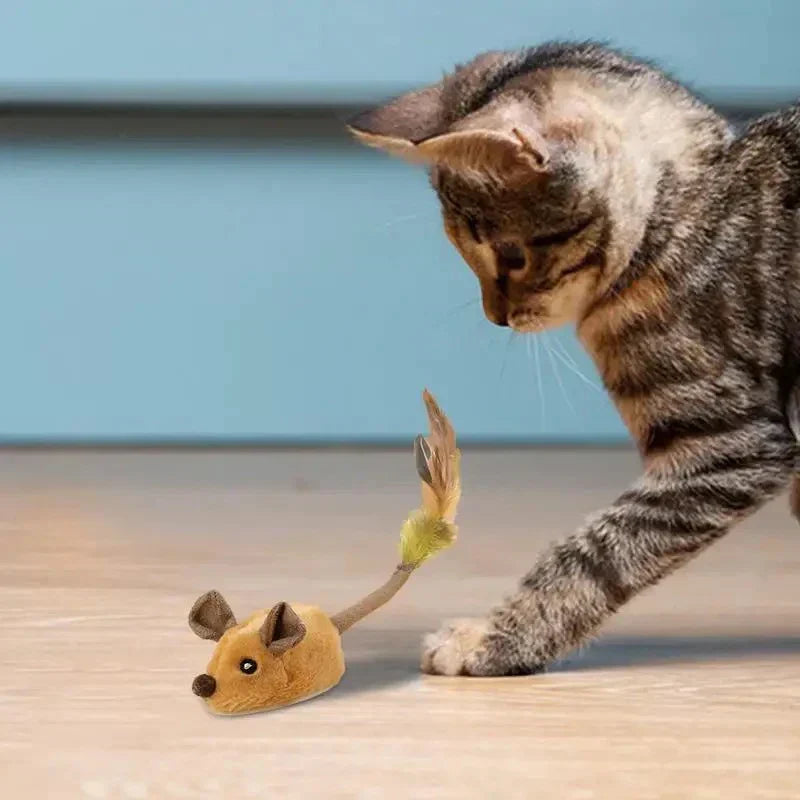 Interactive Cat Toy: Hunting Fun Mouse with Feather Tuft