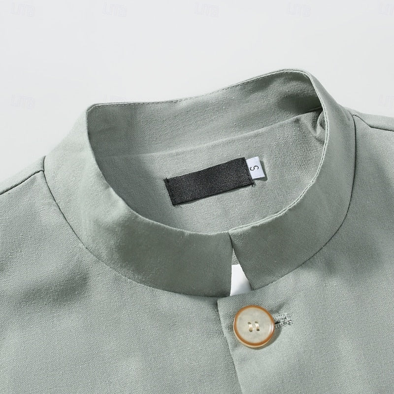 Edmund Men's Stand-Collar Button Jacket in Four Clean Shades - Elena Harper