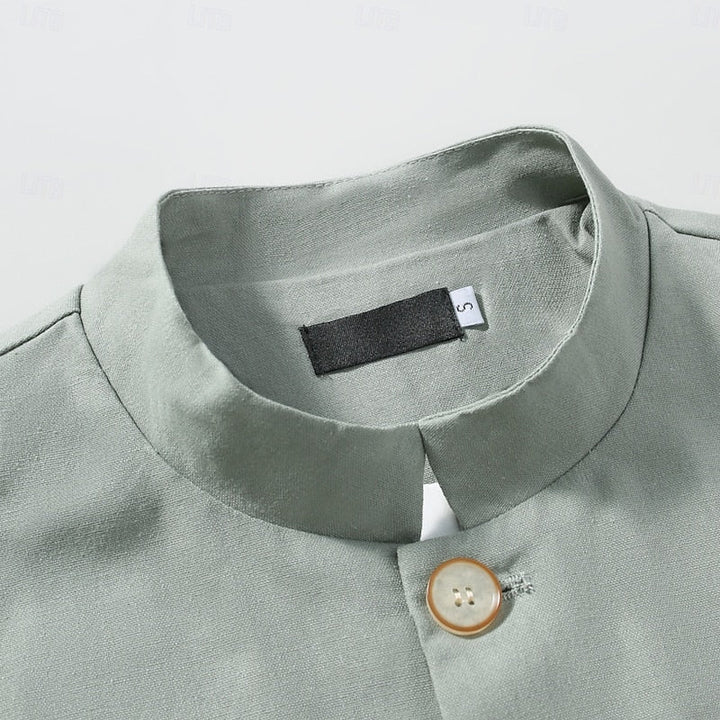 Edmund Men's Stand-Collar Button Jacket in Four Clean Shades - Elena Harper