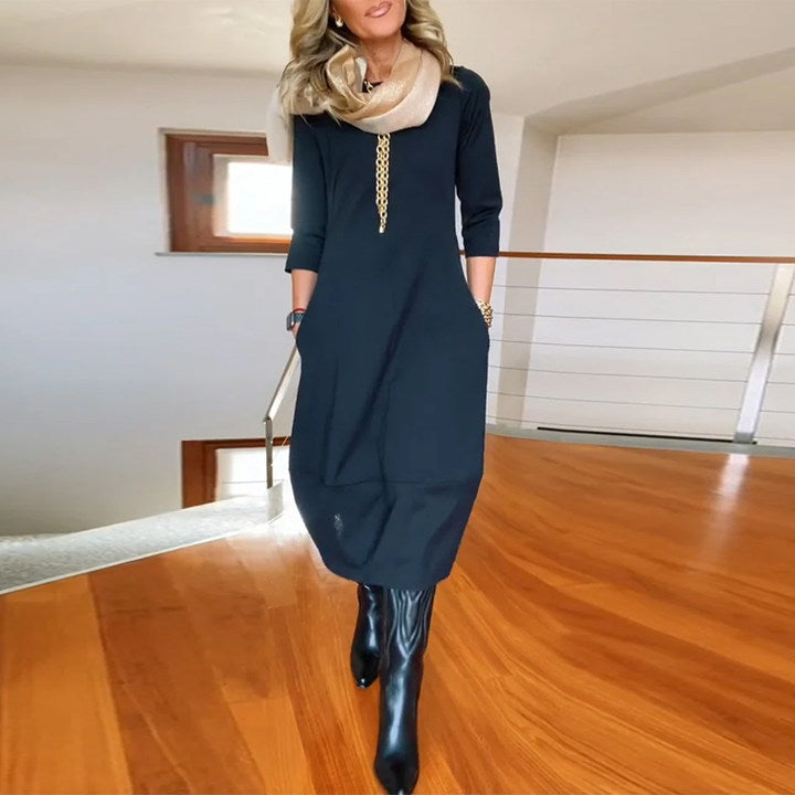 Elegant Vintage Maxi Dress for Women with Pockets