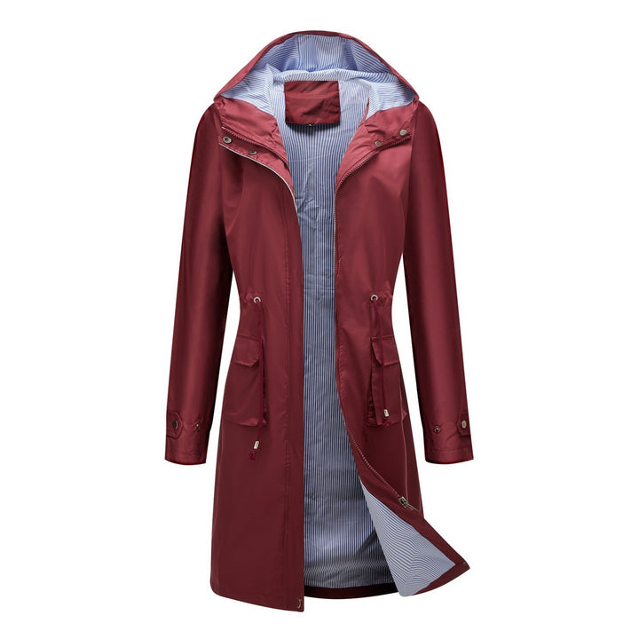 Women's Waterproof Raincoat with Hood and Adjustable Drawstring
