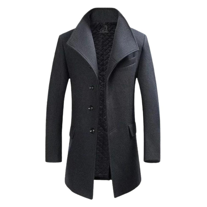 Men's Notch Lapel Wool Blend Coat with Quilted Lining