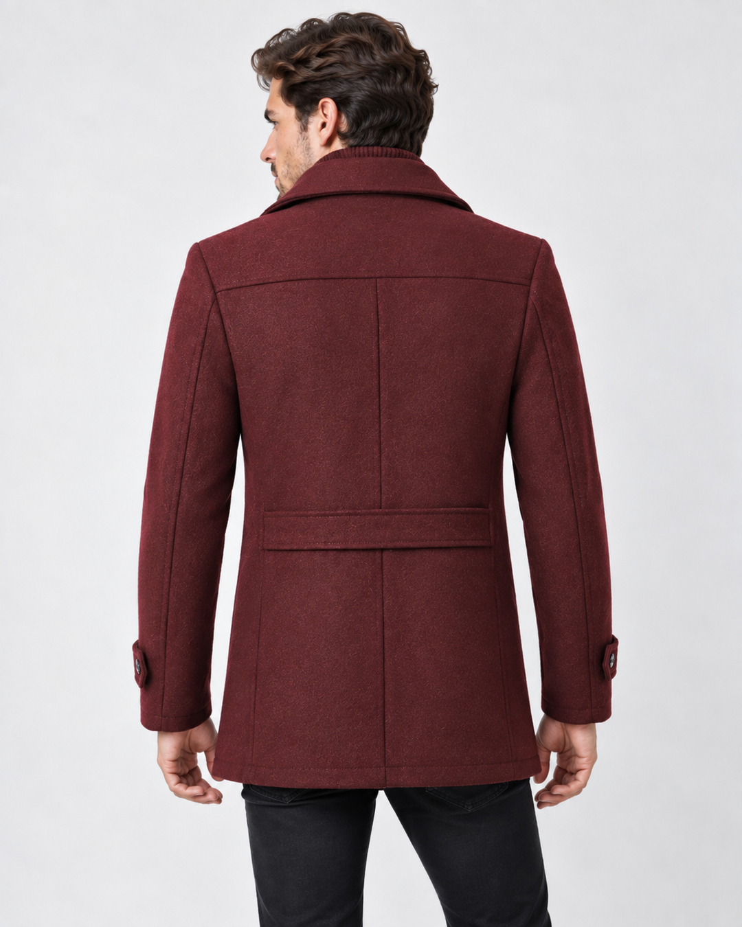 Warm Winter Jacket for Men with Textured Collar for Cold Days