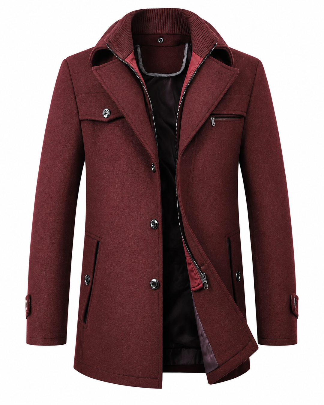 Warm Winter Jacket for Men with Textured Collar for Cold Days