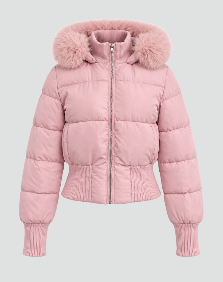 Sylvie - Stylish Short Down Jacket with Fur