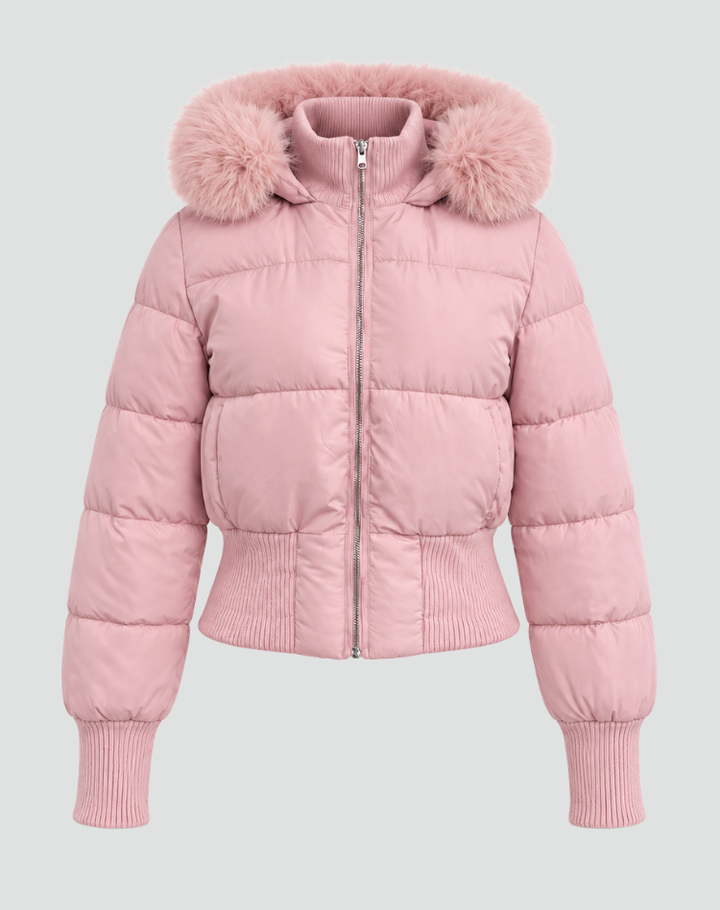 Sylvie - Stylish Short Down Jacket with Fur