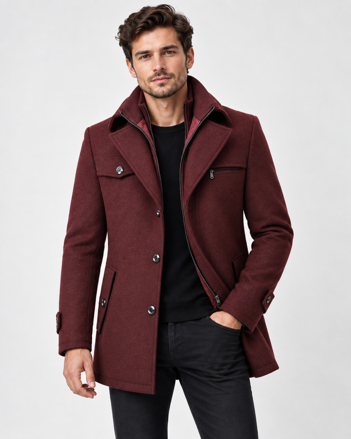 Warm Winter Jacket for Men with Textured Collar for Cold Days