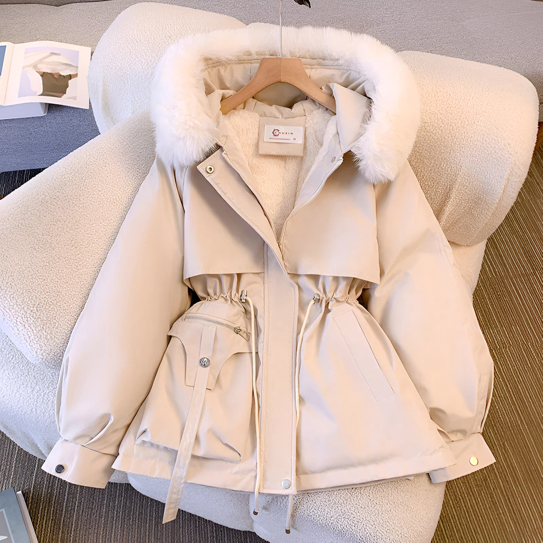Sandrine - Elegant Short Down Jacket with Hood