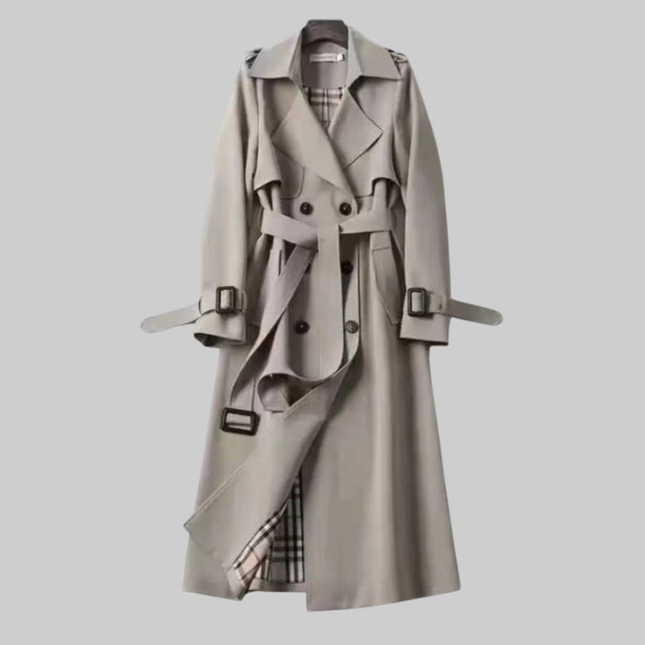 Women's Double-Breasted Trench Coat with Belt