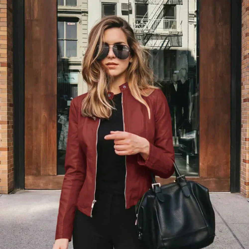 Abigail Italian Leather Jacket with Timeless Cut for Women - Elena Harper