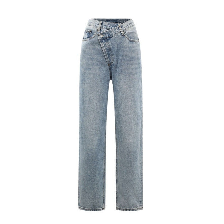 Ladies' Wide Leg Crossover Waistband Casual Jeans