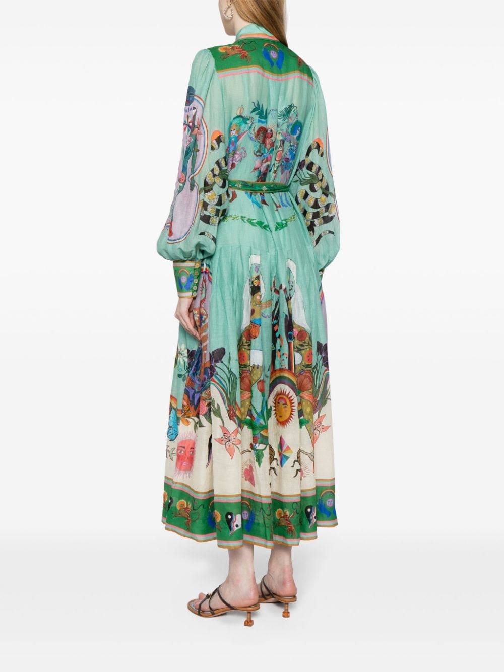 Eva - Printed shirt dress with belt