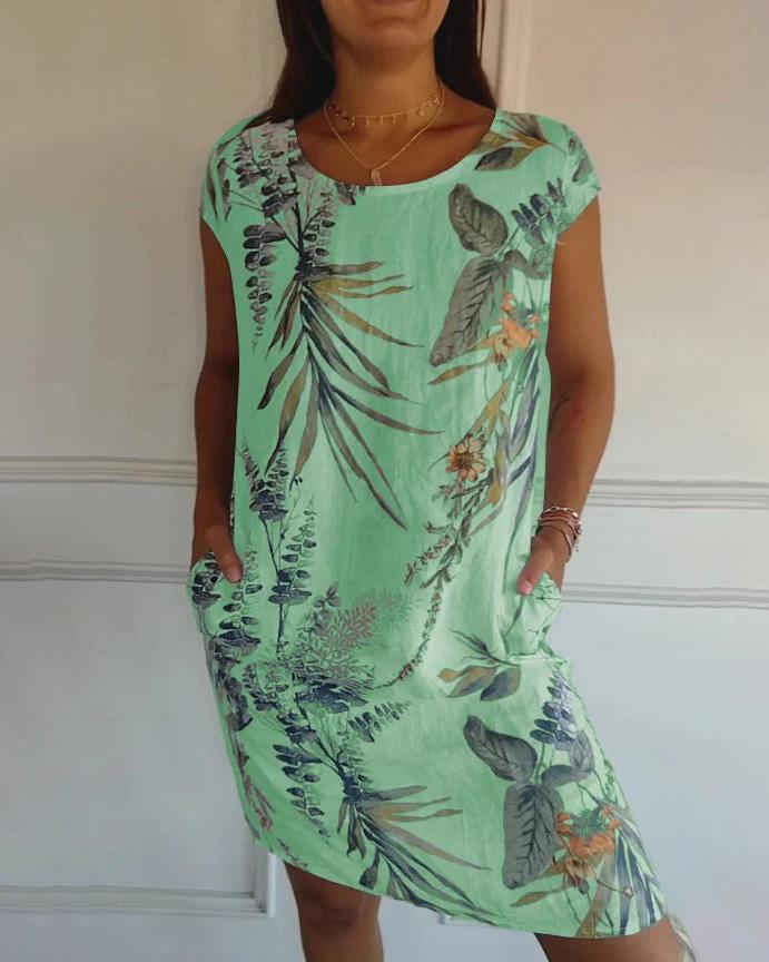Light Cotton-Linen Dress with V-Neck and Pockets | Ideal for Summer