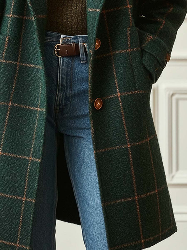 Women's Tweed Blazer with Lapels - Retro and Chic