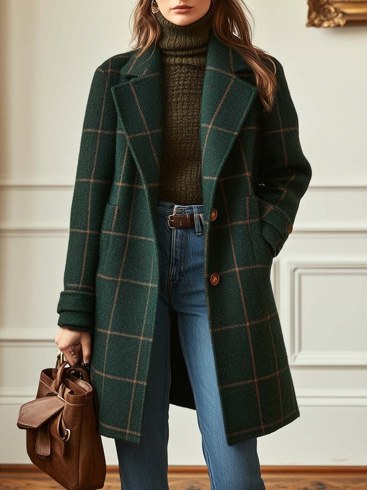 Women's Tweed Blazer with Lapels - Retro and Chic