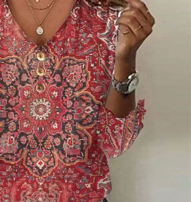 Arabella | Red Print Classic Top