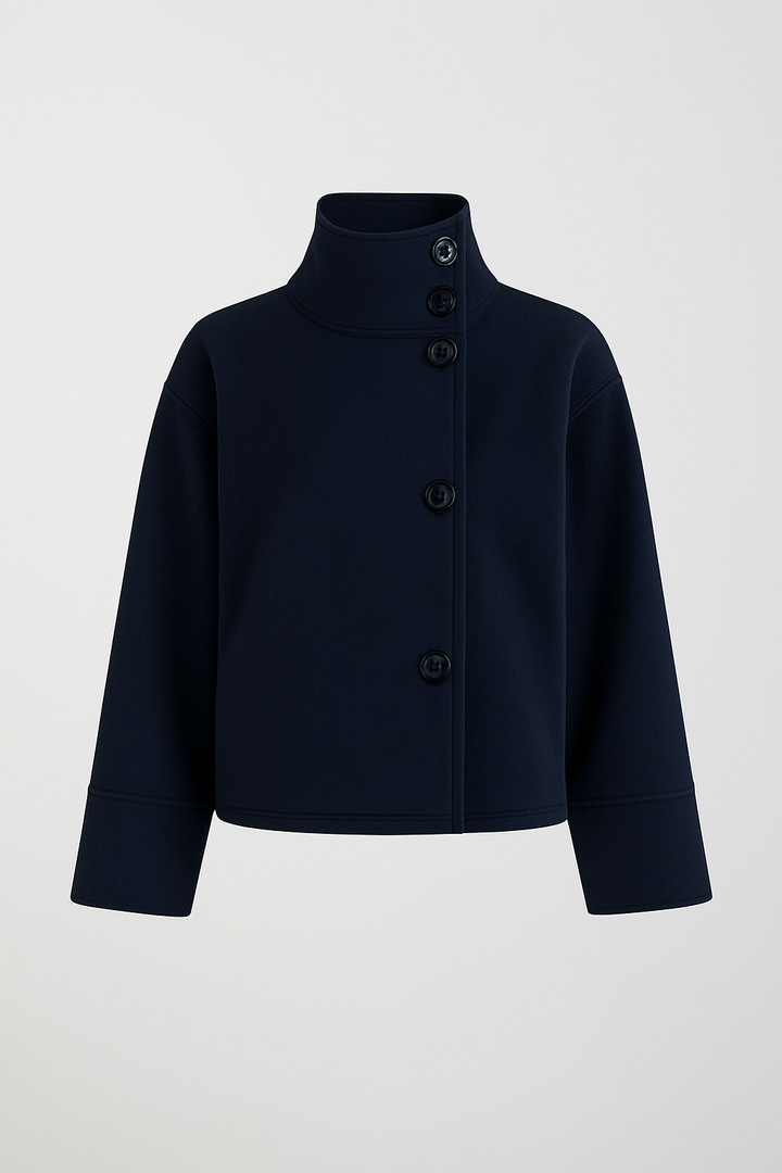 Dahlia Fashionable Short Coat with Elegant Collar, view 3 - Elena Harper