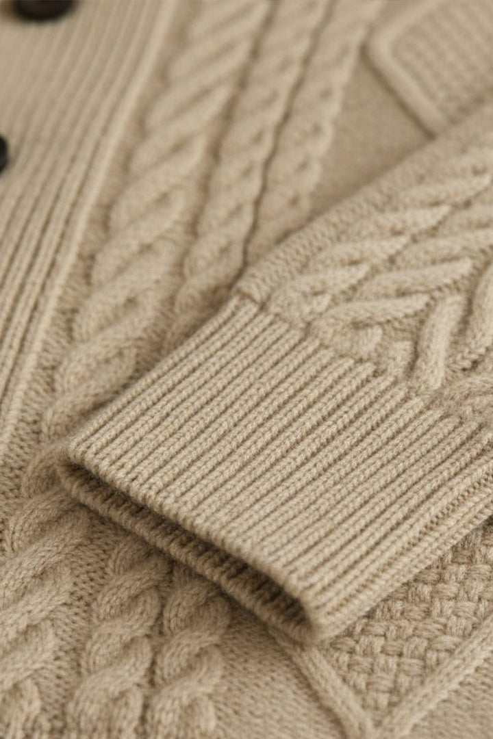 Cable Knit Cardigan with Button Closure for Men