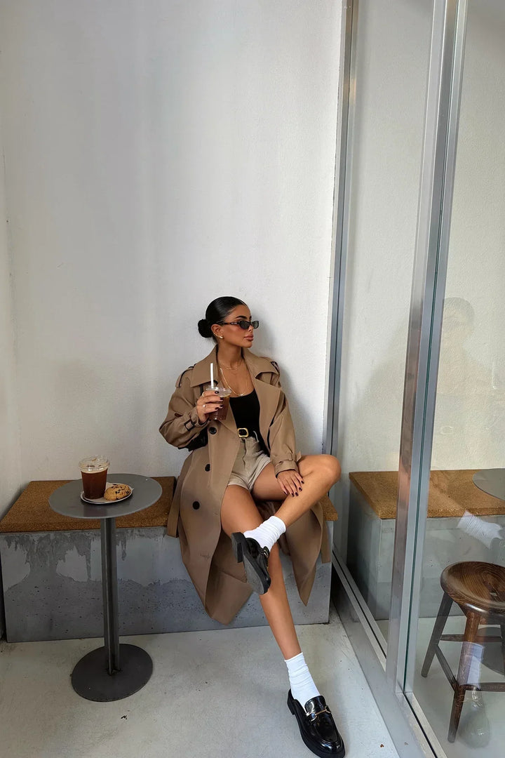 Long Brown Trench Coat for Women – Elegant, Warm, and Stylish