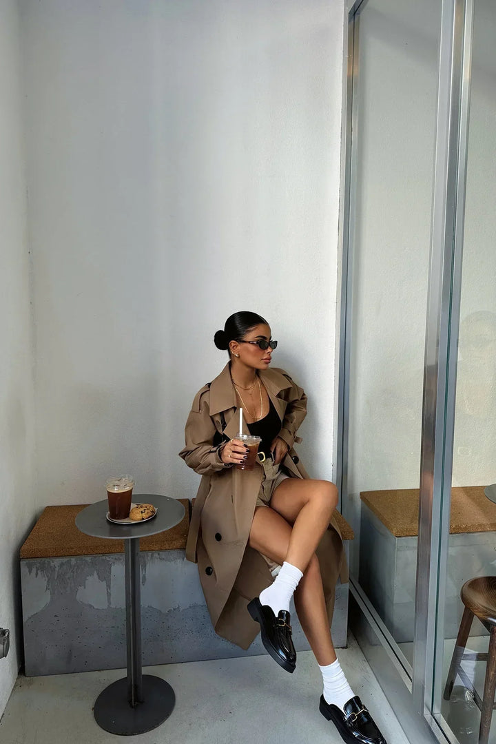 Long Brown Trench Coat for Women – Elegant, Warm, and Stylish