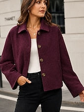 Short Women's Coat with Buttons - Classic and Comfortable