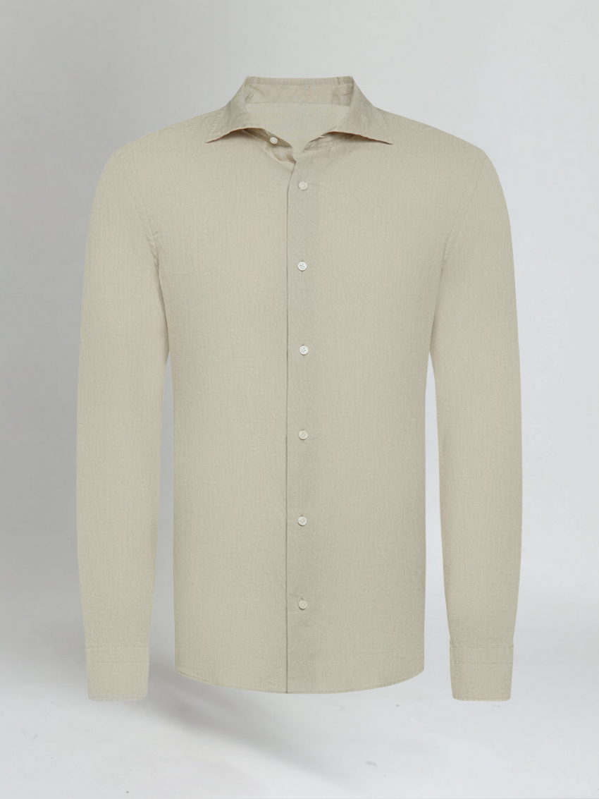 Slim Fit Linen Shirt with Long Sleeves for Men
