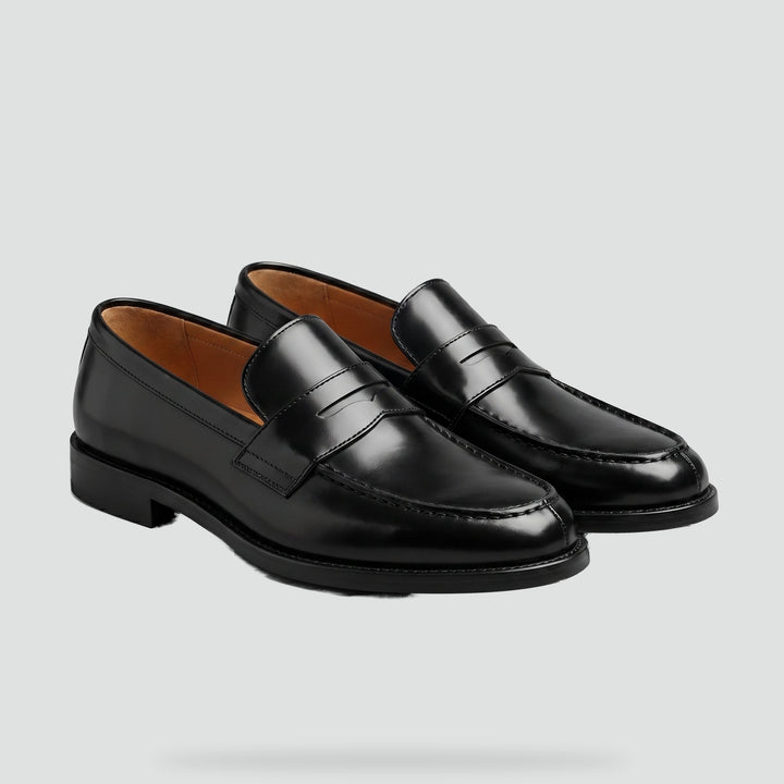 Classic Leather Penny Loafer with Flexible Rubber Sole for Men