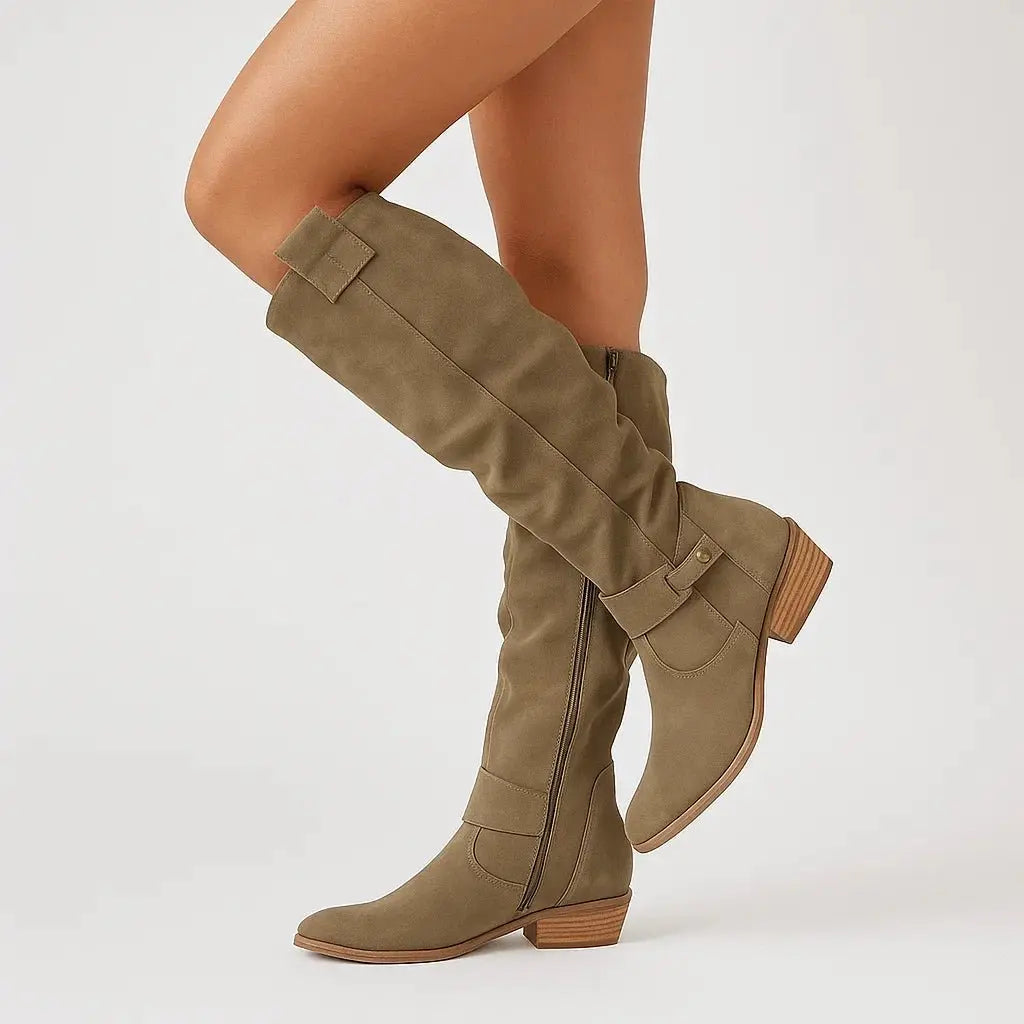 Women's Elegant Knee High Boots with Comfortable Block Heel