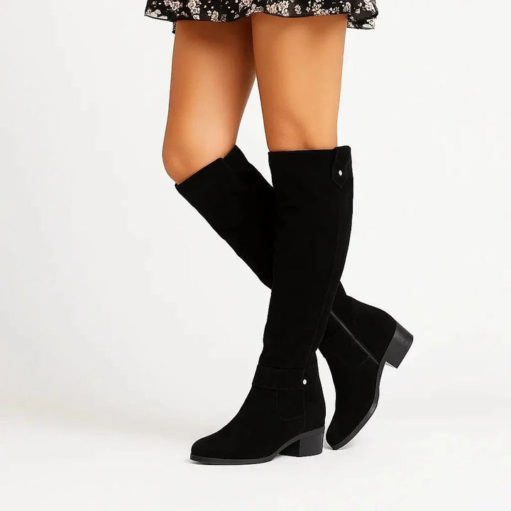 Women's Elegant Knee High Boots with Comfortable Block Heel