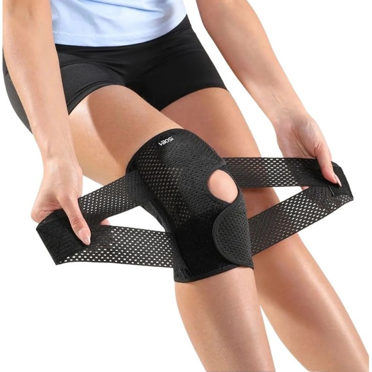 Knee Support Brace With Adjustable Straps And Open Patella Stabilization