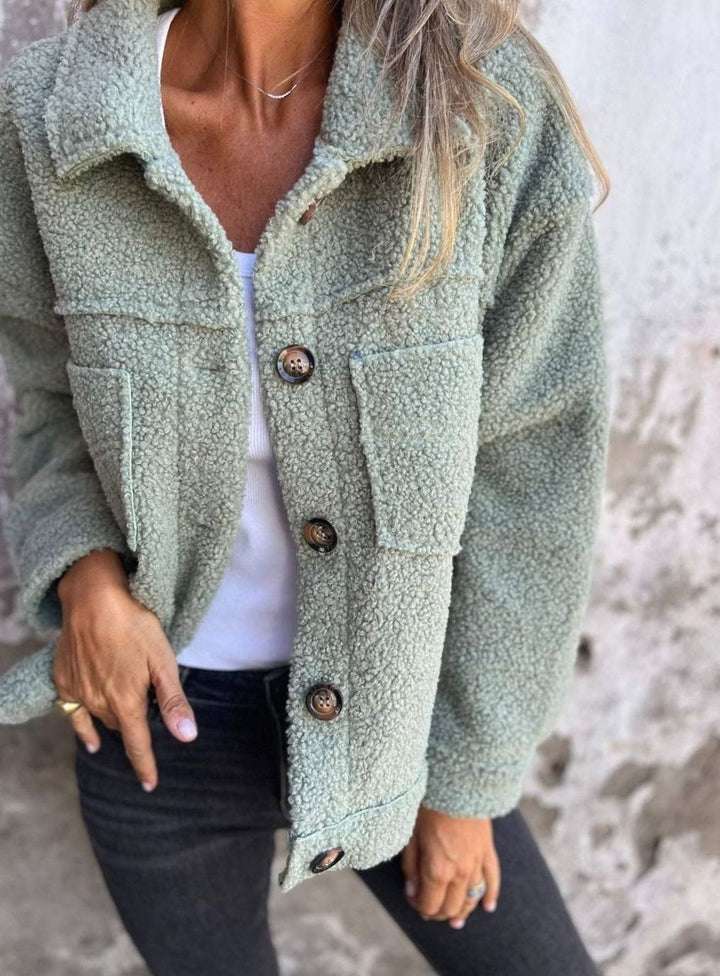 Annika | Women's Soft Teddy Fleece Jacket with Button Closure and Loose Fit