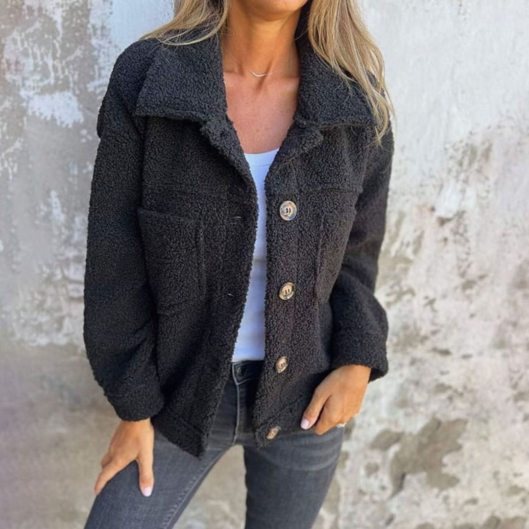 Annika | Women's Soft Teddy Fleece Jacket with Button Closure and Loose Fit