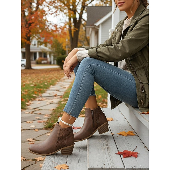 Sylvie - Elegant Suede Cut-Out Ankle Boots