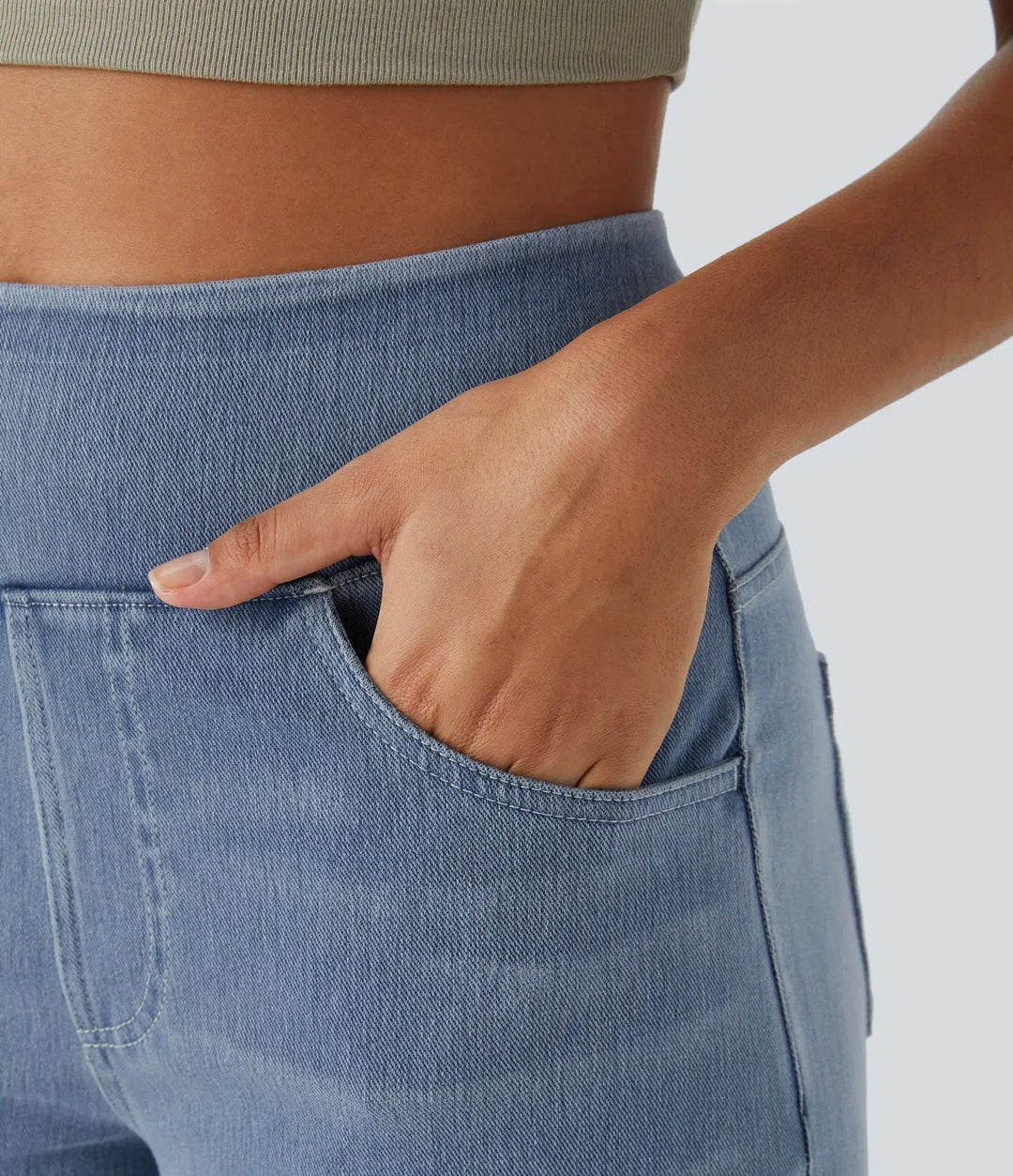 Ladies High Waist Comfy Elastic Pants – Black, Casual Stretch Fabric for Daily Use